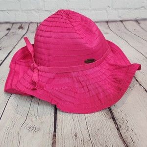 Panama Jack Ribbon Floppy Packable Pink Sun Hat